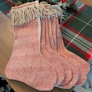 Set of (8) Creative Co-Op 20” H Cotton Stockings with Bullion Fringe Cuff.